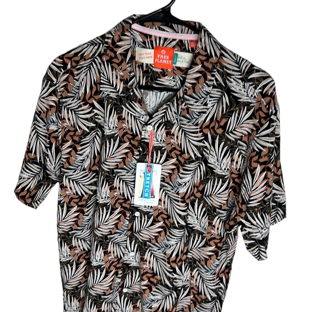 Free Planet NEW Palm Leaf Button Up Shirt Mens Size XL